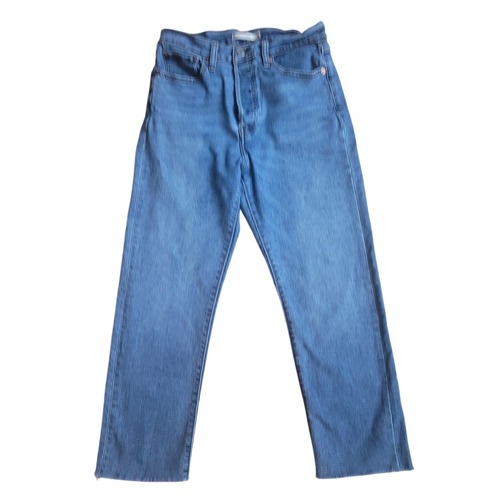 Levi Strauss Wedgie Straight Jeans Medium Wash Distressed 30